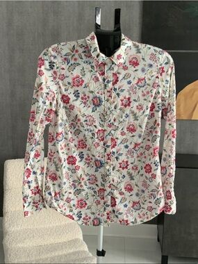 Liberty fabrics Floral Button-Down Shirt - White with Pink & Blue Floral M
